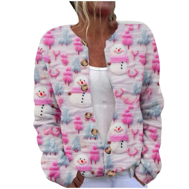 Wiyuqeen Christmas Cardigans Sweaters for Women Button Down Ugly Knit Cardigans Long Sleeve Santa Clubs Jacket Coats Plus Size Fall Sweaters