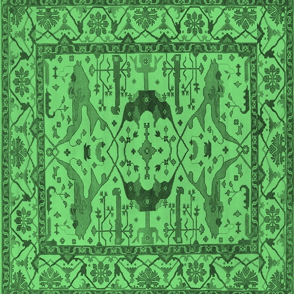 Ahgly Company Indoor Square Oriental Emerald Green Industrial Area Rugs, 7' Square