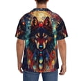 thumbnail image 3 of Naloa Mystic Wolf Dreamcatcher Men's Loose Fit Cuban Collar Short-Sleeve Shirt, Hawaiian Shirts, Mens Shirts Casual for Everyday Wear Outings-Small, 3 of 5