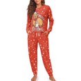 thumbnail image 3 of HELLHERO Christmas Pjs Women Pajama Set Capybara Snowflake Printed Sleepwear Soft Loungewear Comfy 2 Piece Pjs Set Crewneck Nightwear with Pockets, L, 3 of 5