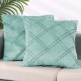 thumbnail image 2 of Unique Bargains 2 Diamond Pinch Pleated Solid Decorative Textured Throw Pillow Covers Light Blue 18" x 18", 2 of 6