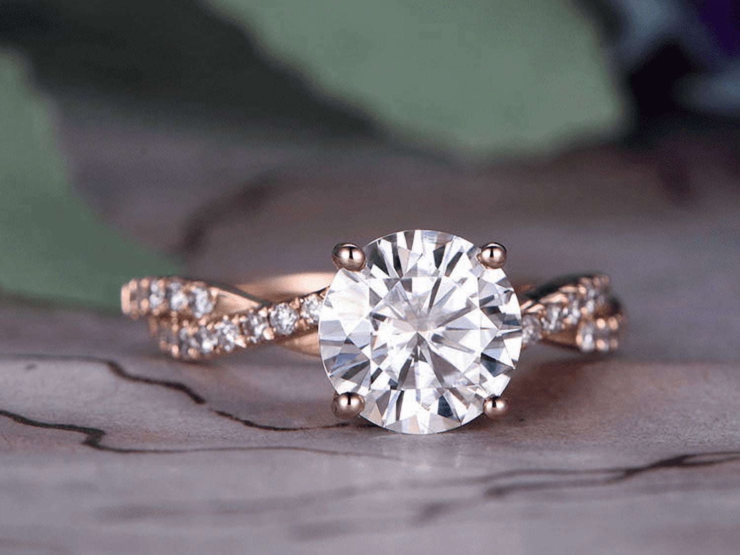 HeartsAndYou 1.6ct Round Cut Moissanite Engagement Ring for Women Infinity Promise 18k Rose Gold Over Silver