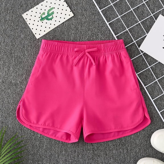 Juslio Girls Shorts Casual Elastic Waist with Pockets Breathable Solid Shorts Sizes 5