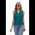 thumbnail image 3 of Camisetas Sin Mangas con Cremallera para Mujer, Verde Oscuro M, 3 of 10