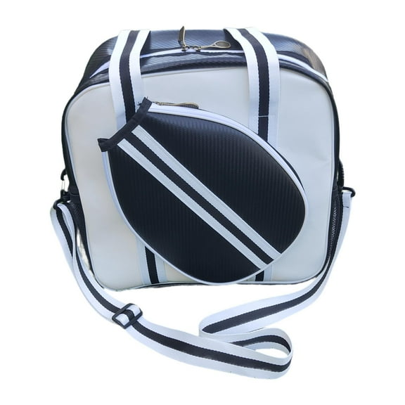 yotijay Pickleball Bag Carrier Shoulder Tote for Water Bottles Women Men Enthusiasts White and Black