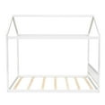 thumbnail image 6 of Euroco Pine Wood Queen Size House Shaped Canopy Bed for Adults Living Room, White, 6 of 10