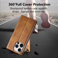 thumbnail image 4 of Premium PU Leather Flip Folio Case for iPhone 15 Pro Max, Magnetic Closure Protective Case Kickstand Function Card Cash Slots Shockproof Durable Wallet Cover Soft TPU Inner Phone Case - Brown, 4 of 17