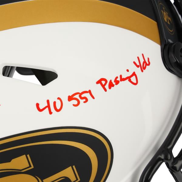 Joe Montana San Francisco 49ers Autographed Riddell Lunar Eclipse Speed Authentic Helmet with Career Stats Inscriptions - Limited Edition of 16 - Fanatics Authentic Certified