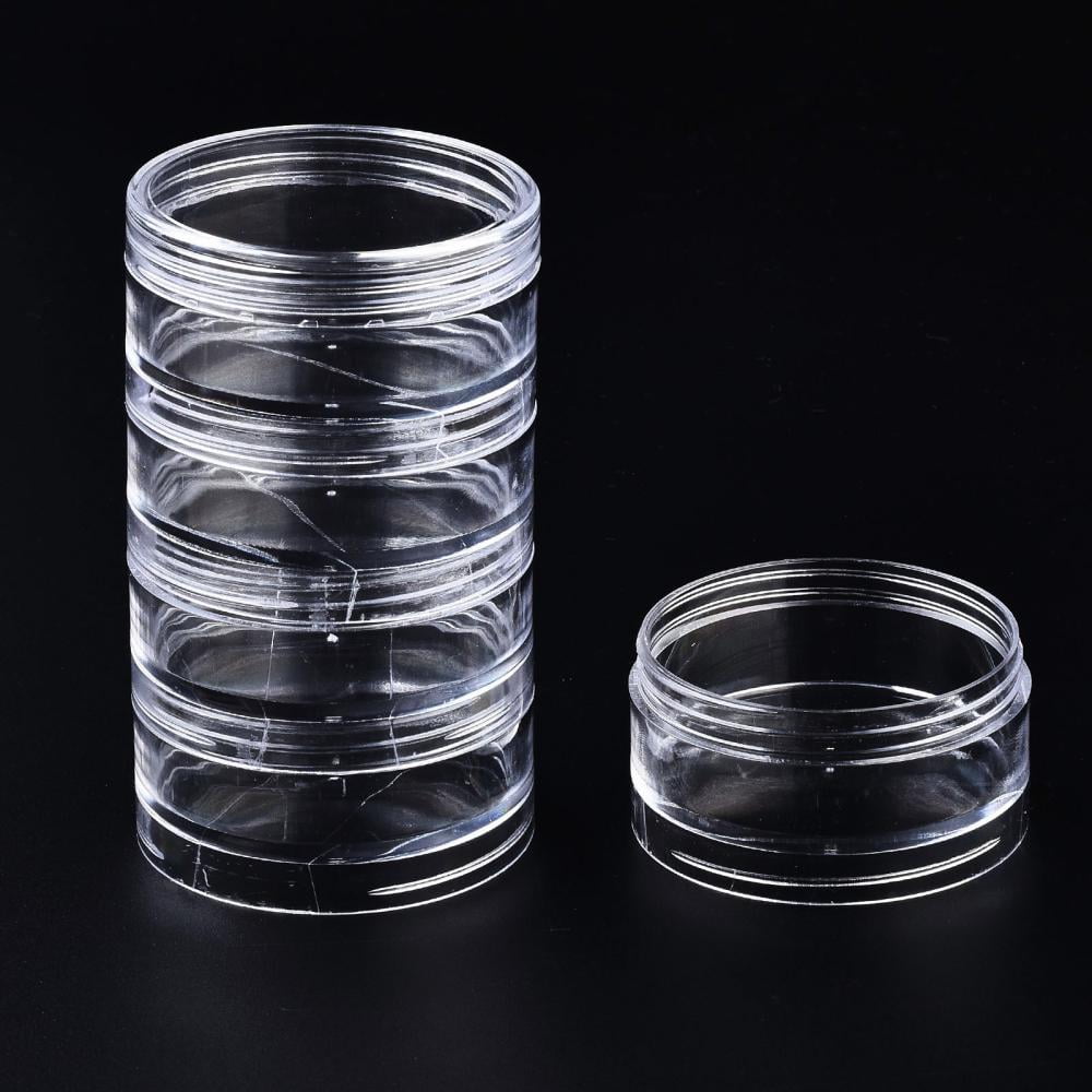 Polystyrene Bead Storage Containers with 5 Compartments Organizer boxes for Jewelry Beads Small Accessories Column Clear 6x12.2cm compartment: 5.4x2cm