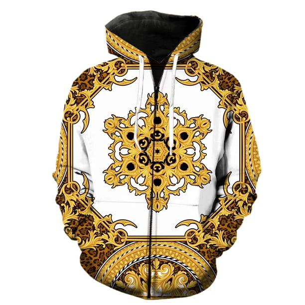 Sudadera con capucha y cremallera de lujo con cadena dorada para hombre, estilo Harajuku, con estampado 3D, gran oferta 2024, camisetas divertidas y geniales para adolescentes, unisex, de gran tamaño.
