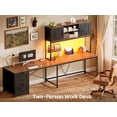 thumbnail image 3 of Farmhouse L Shaped Computer Desk with 2 Drawers and Storage Shelves, Reversible 86.6" Gaming Desk with LED Lights, Corner Office Desk for Home Office, Bedroom, Living Room, 3 of 7