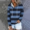 thumbnail image 2 of Usmixi 2023 Sweatshirt Coat for Women Womens Button Hooded Jacket Long Sleeve Loose Lightweight Fall Outerwear Fashion Striped Print Drawstring Hoodies Coat Winter Sweatshirt Coat, 2 of 5