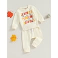 thumbnail image 3 of Wassery 2PCS Toddler Baby Girls Boys Halloween Clothes Infant Long Sleeve Letter Print Sweatshirt Top Elastic Waist Sweatpants Kids Casual Fall Outfit 6M-4Y, 3 of 8