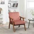 thumbnail image 3 of Rose Velvet Accent Chair, Mid-century Modern Flair, Solid Wood Frame, Extra Seating For Compact Living Areas Chair With Upholstery, Petite Spaces, 3 of 5