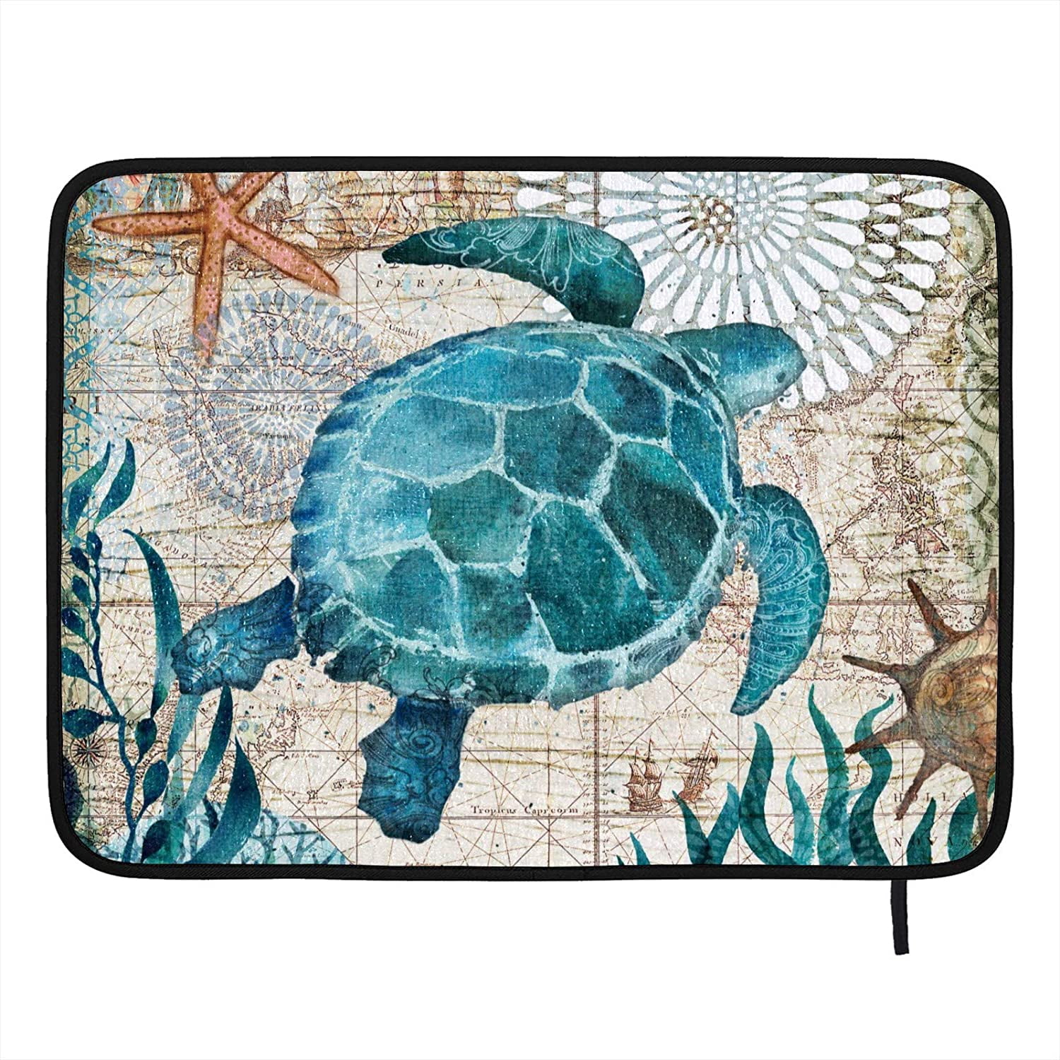 Vintage Ocean Sea Turtles Dish Drying Mat - 18