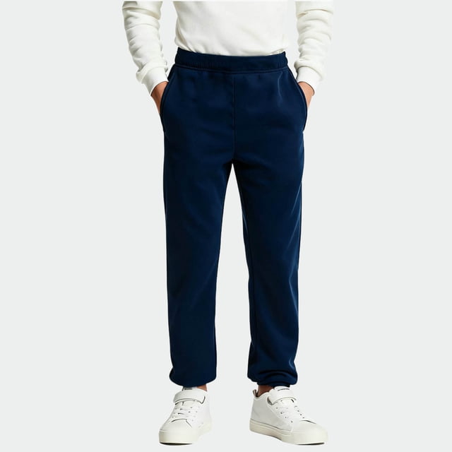 Cowsor Kids Solid Color Sweatpants Casual Elastic Waist Joggers Pants Comfort Loose Fit Athletic Pants Running Trousers