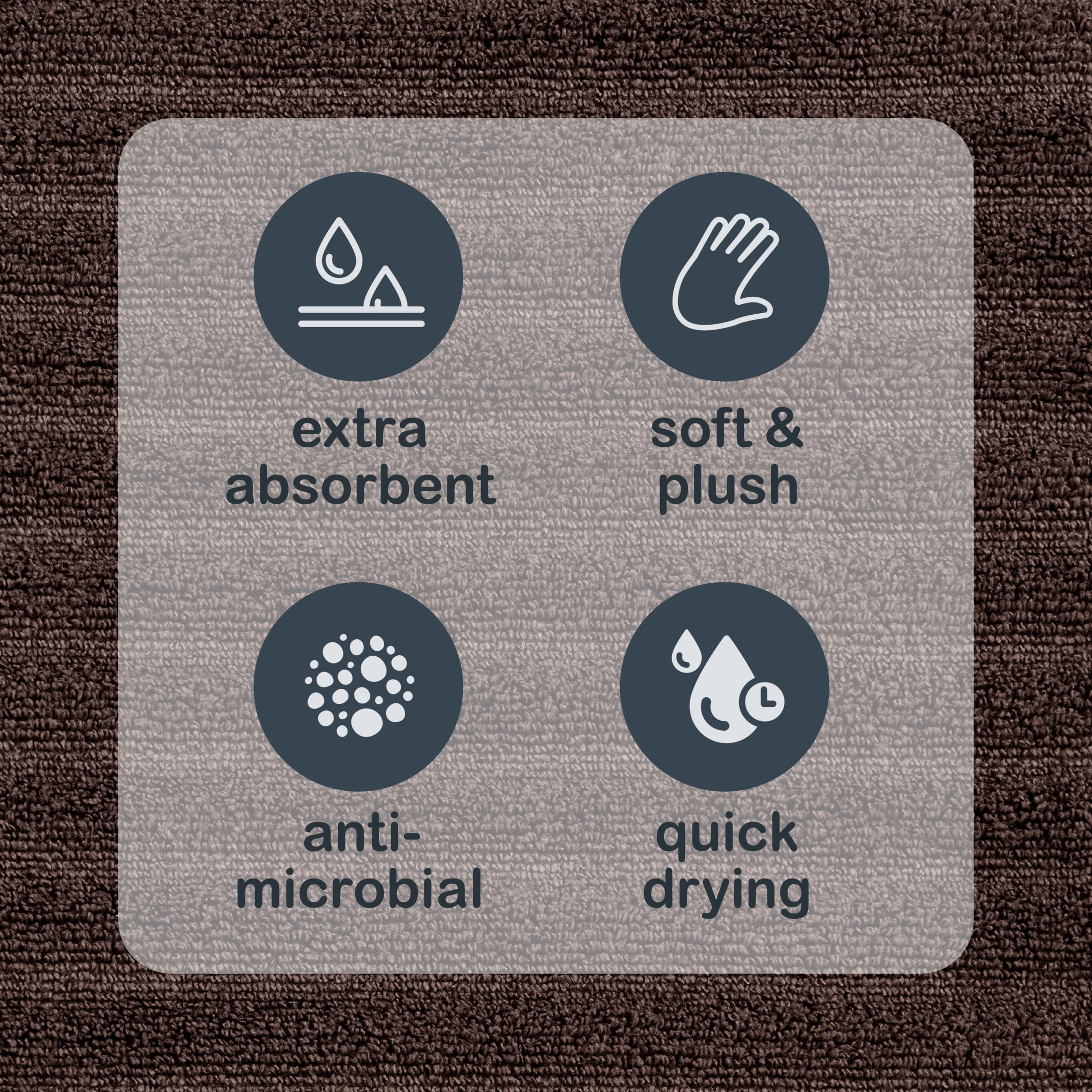 (4 pack) Mainstays Performance Cotton Washcloth, Super Soft Quick Dry Fade Resistant, Textured Brown