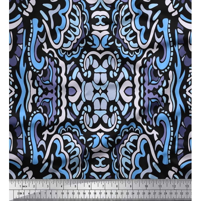 Soimoi Viscose Chiffon Fabric Floral & Paisley Decorative Decor Fabric Printed Yard 42 Inch Wide