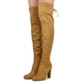 thumbnail image 4 of Wild Diva Lounge Amaya-01 Women's Over The Knee Tie Up High Block Heel Dress Boots, 4 of 10