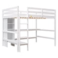thumbnail image 6 of Full Loft Bed with Under-Bed Desk and Storage Shelves,Solid Wood Loft Bed Frame with Full-Length Guardrail and Built-in Ladder,Multifunctional High Loft Bed for Kids Teens Adults,Maximize Space,White, 6 of 7