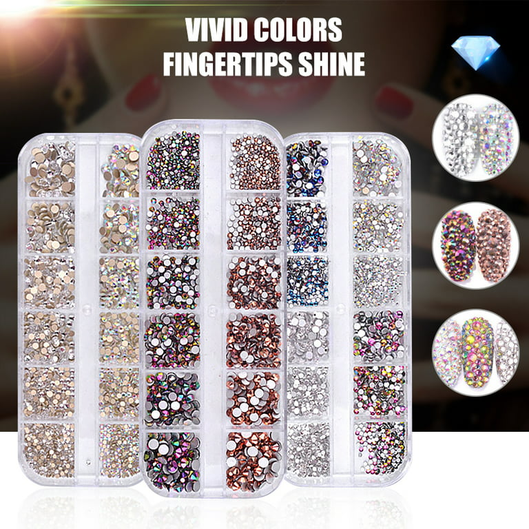LNGOOR 1440 Pieces Rhinestone Clear AB Black and Red Flatback Crystals 6  Sizes 12 Colored Iron on Rhinestones Glass Stones in Storage Box for Nails  Decoration Makeup Clothes Shoes 