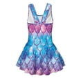 thumbnail image 5 of COEQINE Girls Swim Dress Fashion One Piece with Flowy Skirt & Built-in Brief, Classic Tank Style U-Neck and Wide Straps Swimsuit, for Beach & Pool, Sizes 5-6, Galaxy Mermaid Scales, 5 of 8