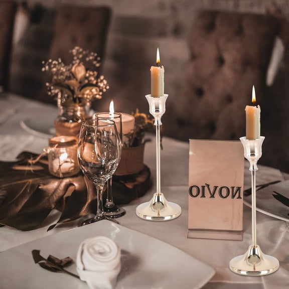 SWETRACE Elegant Golden Metal Candle Stands Retro Decor for Home 3Pcs