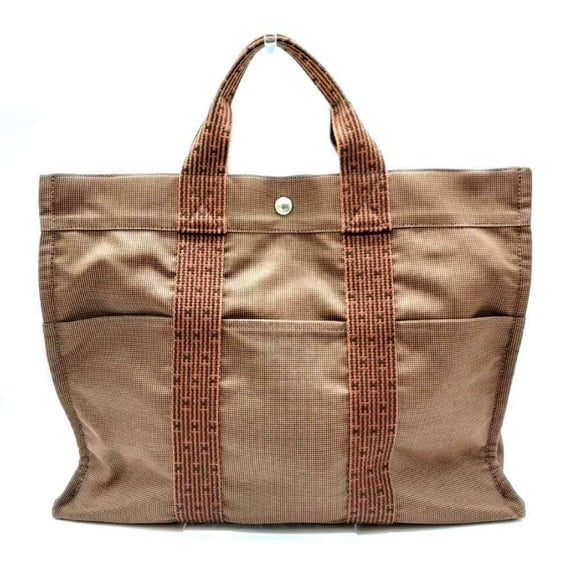 Pre-Owned Hermes Air Line Tote MM Brown Canvas Handbag Bag Women's HERMES (Good)