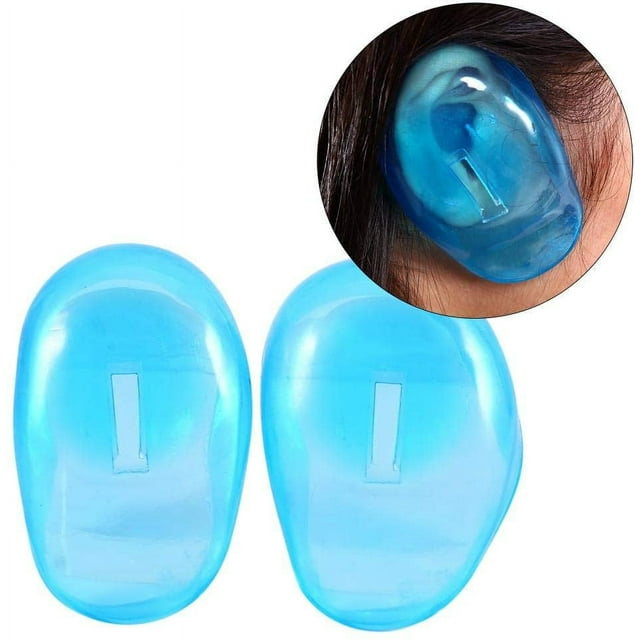 Granjero Gordo protectores auditivos, 10 piezas de protectores auditivos de silicona azul, tapas reutilizables para teñir el cabello, cubiertas protectoras antiincrustantes