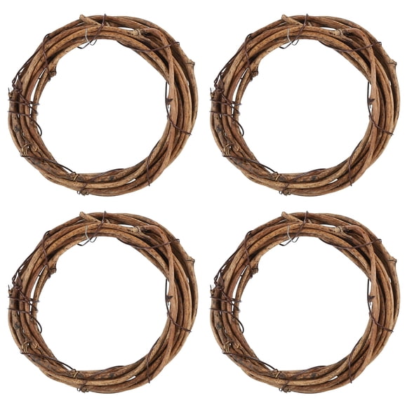 Anillos de atrapasueños de mimbre de 3 pulgadas de Uxcell, 4 piezas de corona de vid redonda de Navidad, aro floral de macramé, marrón