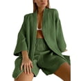 thumbnail image 2 of ZAXARRA Ensemble de Pyjama pour Femmes, Robe Ouverte à Manches 3/4 avec Short et Ceinture, Vêtement de Nuit et de Détente, 2 of 4