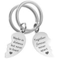 thumbnail image 2 of 1 Pair Heart Shaped Key Chain Stainless Steel Keychain Backpack Decor Keyring, 2 of 7