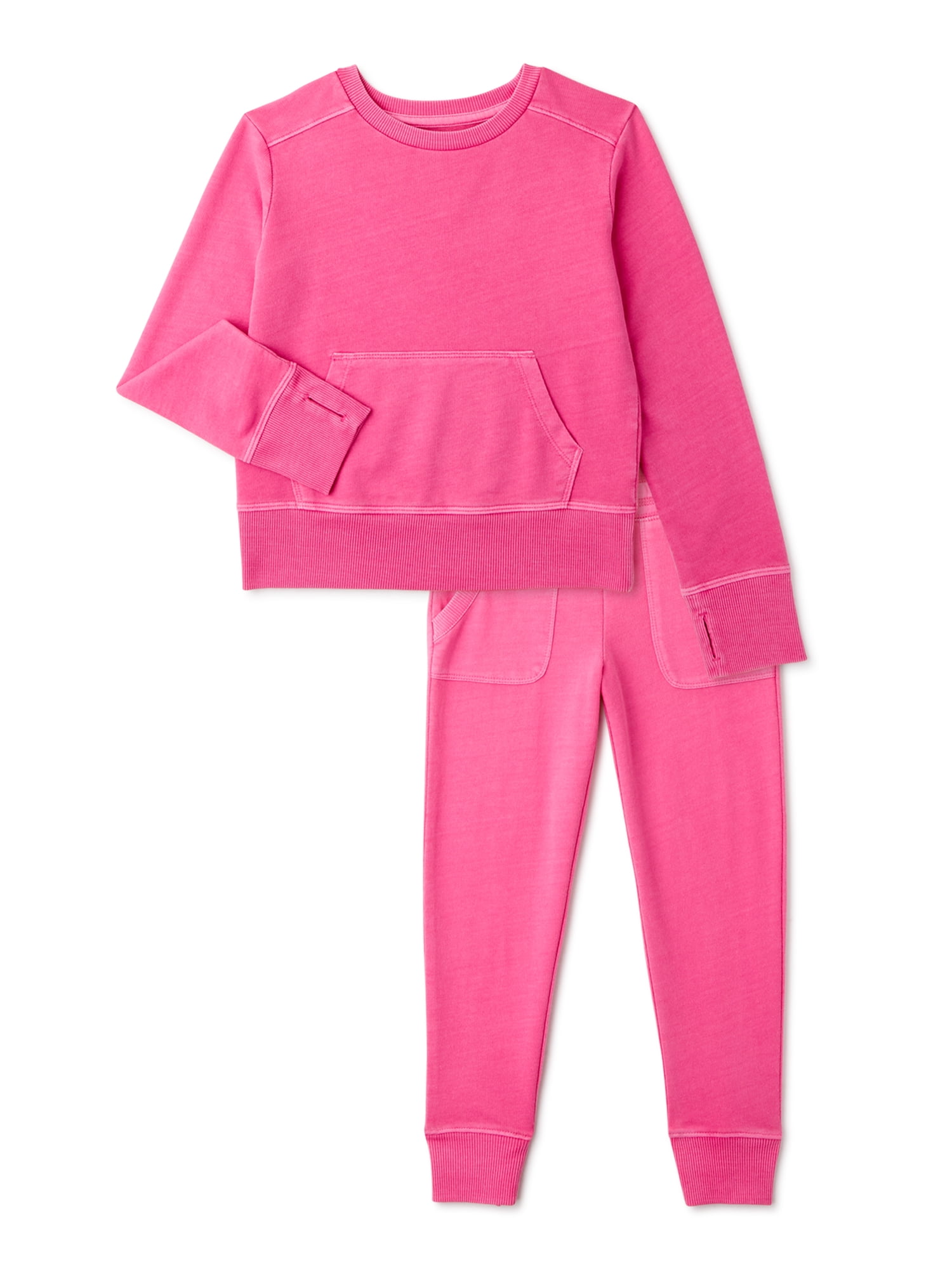 Athletic Works - Athletic Works Girls Athleisure Sweatshirt and Jogger Sweatpants, 2-Piece