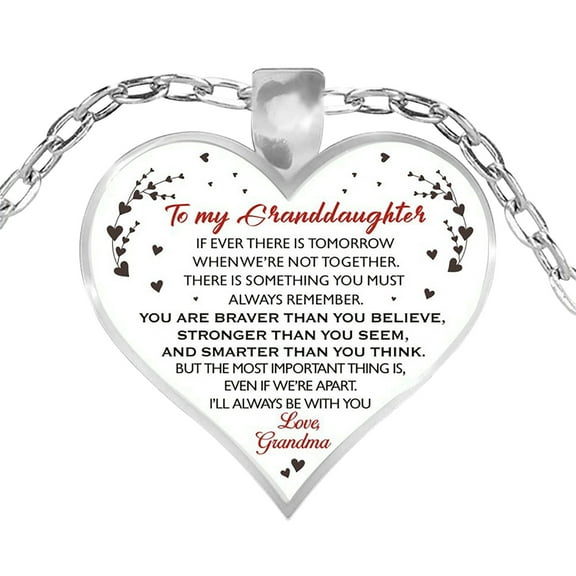 Grandmother Granddaughter Love Pendant Sweater Chain - Electroplated Alloy Jewelry with 16 Inch Chain & 1.1 Inch Pendant, Meaningful Family Gift