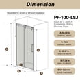 thumbnail image 5 of Frameless Single sliding shower door 56-60 "W x 60" H, 1/4 "(6 mm) Clear Tempered Glass, Explosion Proof Film, Stainless Steel Handle Square Tube Track ,Brushed Gold, 5 of 22