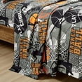 thumbnail image 3 of Chezmoi Collection 4-Piece Kids/Teens Basketball Sheet Set - Soft Microfiber Gray Orange Black Printed Sports Basketball Slam Dunk Fun Kids Sheets, Queen Size, 3 of 9