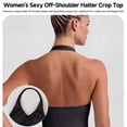 thumbnail image 2 of Women's V-Neck Tank Top with Built-in Bra - Fitted Long Cami Casual Basic Sleeveless Shirt for Layering or Workout Black S, 2 of 6