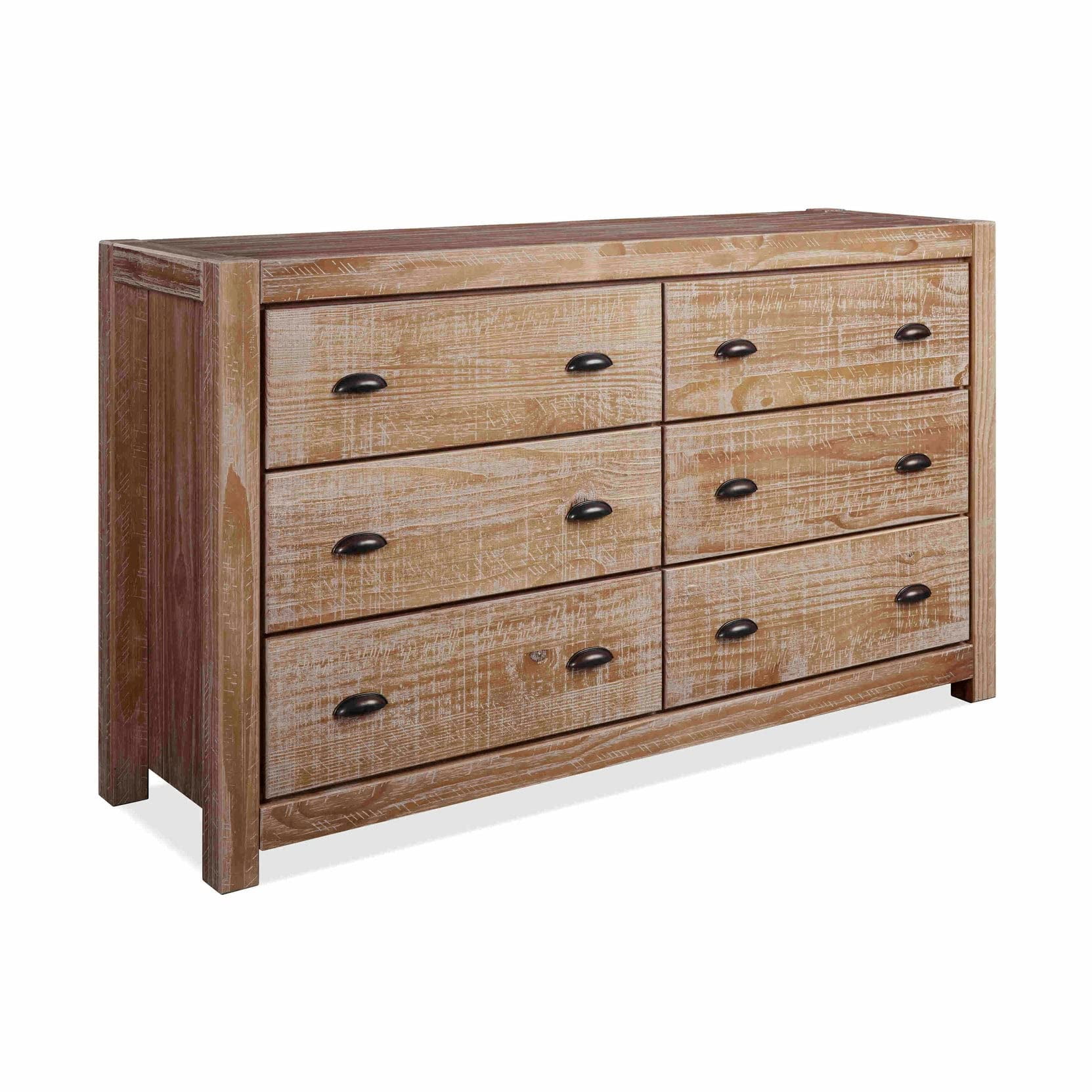 Grain Wood Furniture Montauk 6-Drawer Dresser Driftwood Finish, Solid Wood Construction