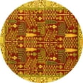 thumbnail image 1 of Ahgly Company Indoor Round Abstract Yellow Modern Area Rugs, 7' Round, 1 of 4