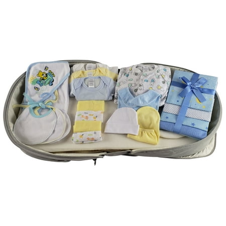 

20 pc Boys Baby Clothing Starter Set with All-in-one Portable Bassinet Foldable Baby Bed Travel Crib Infant and Diaper Bag Changing Station