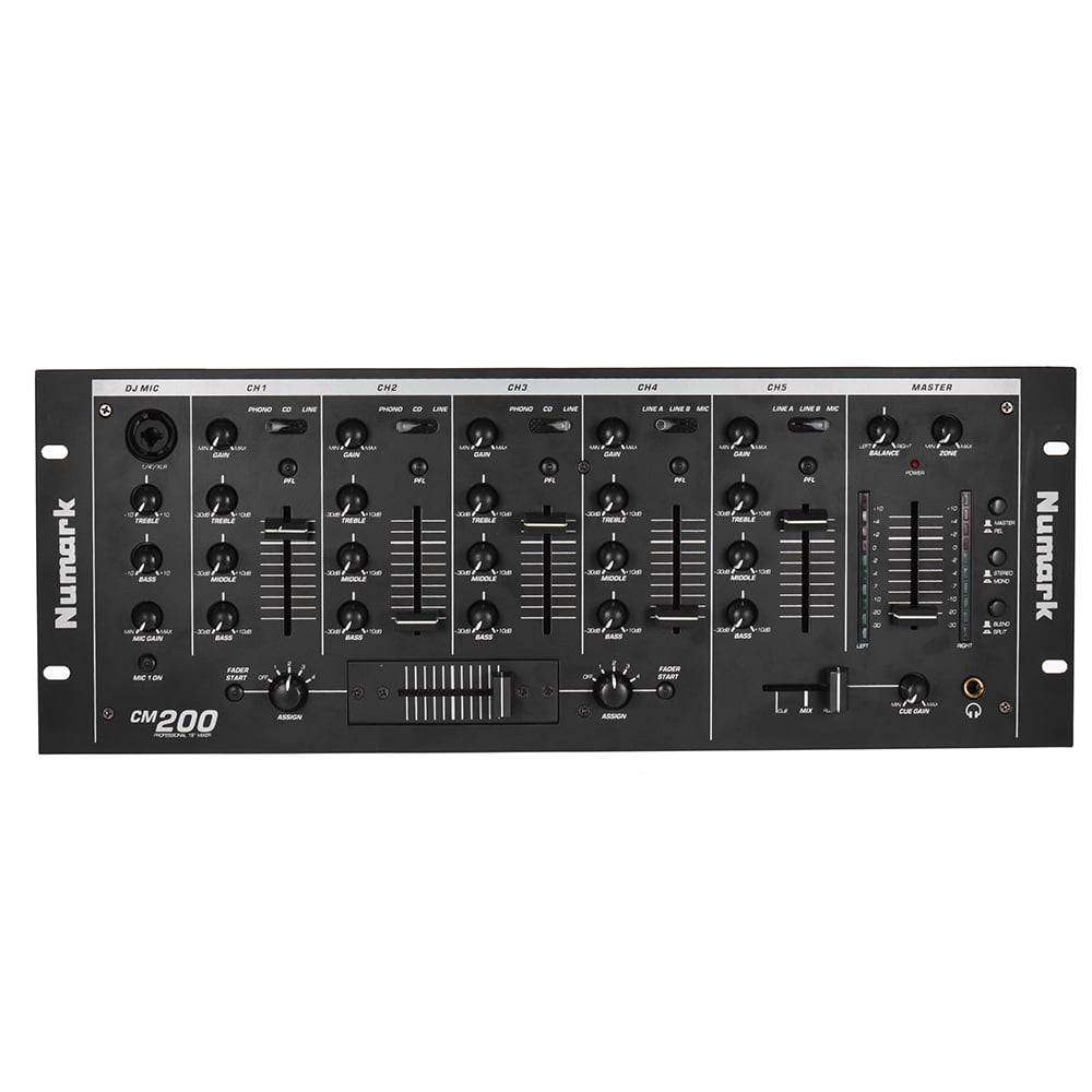 Dcenta Professional 5-Channel DJ Rack Mount Stereo Mixer Mixing Console