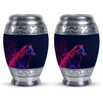 SUBSH Wolf Urns for Human Ashes - Funeral Decorations - Adult Urns for Human Ashes Women - Mini Urn - Small Cremation Urns - Urns for Ashes Adult Male (Size-3inch,2pcs)