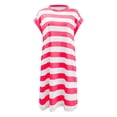 thumbnail image 7 of Dresses for Women Striped Summer Dresses 2024 Crewneck Cap Sleeve Color Block Casual A Line Tshirt Dress with Pockets, 7 of 7