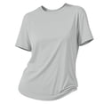 thumbnail image 6 of NMMUED Workout Shirts for Women Mesh Cooling Ice Silk Tops Short Sleeve Quick Dry Athletic Activewear Breathable Crew Neck Gym Yoga Running Basic Tees Everyday Wear Light Gray 5XL, 6 of 6