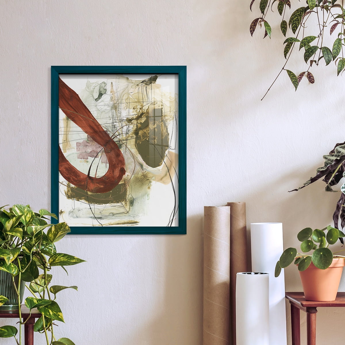 Rusted Loops I - Framed Print w/glass - Ocean Blue