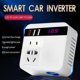 thumbnail image 3 of Inversor de corriente para coche, 12 V/24 V, 220 V, 150 W, adaptador de fuente de alimentación para encendedor de cigarrillos con cargador USB, convertidor de carga rápida, negro, 3 of 5
