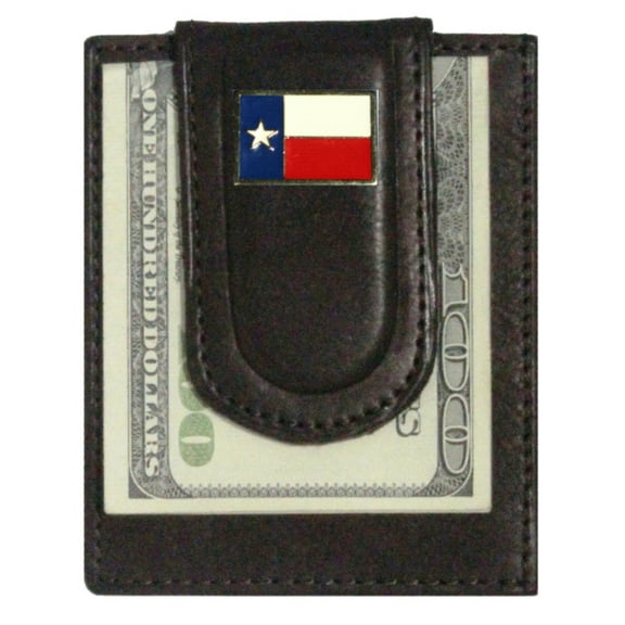 Custom Texas Flag Paul and Taylor Money Clip Wallet Brown