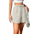 thumbnail image 2 of Bermuda Shorts for Women 7 Inch Inseam Drawstring Short High Waisted Lightweight Short Beach Vacation Outfits Pockets White XL, 2 of 8