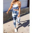 thumbnail image 4 of Women's Blue Two-piece Tie-dye Tank and Leggings Sportswear, 4 of 6