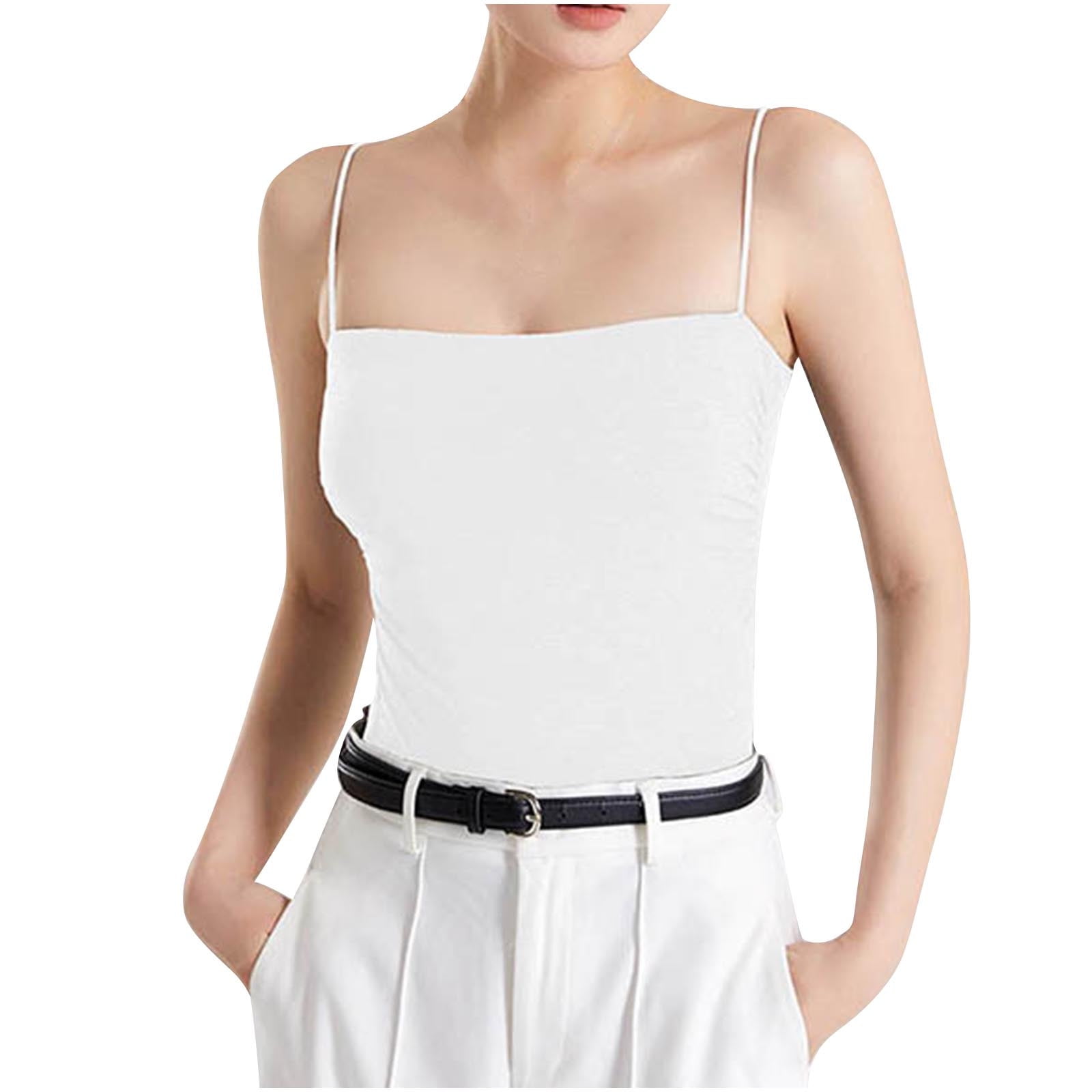 Débardeur Extensible Femme Col V - Tunique Basique Longue Avec Soutien-Gorge Intégré - Haut Confort Dos Nu Respirant
